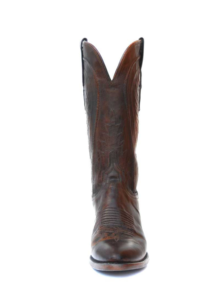 Lucchese N4766.R4 Womens Mad Dog Goat Leather Boots Peanut Brittlen outter side / front view. 