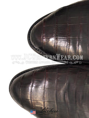 Lucchese N9582.R4 Mens 1883 Western Leather Ultra Belly Caiman Boot Black Cherry toe view pair. If you need any assistance with this item or the purchase of this item please call us at five six one seven four eight eight eight zero one Monday through Saturday 10:00a.m EST to 8:00 p.m EST