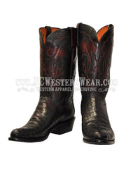 Lucchese N9582.R4 Mens 1883 Western Leather Ultra Belly Caiman Boot Black Cherry inner side and front view pair. If you need any assistance with this item or the purchase of this item please call us at five six one seven four eight eight eight zero one Monday through Saturday 10:00a.m EST to 8:00 p.m EST