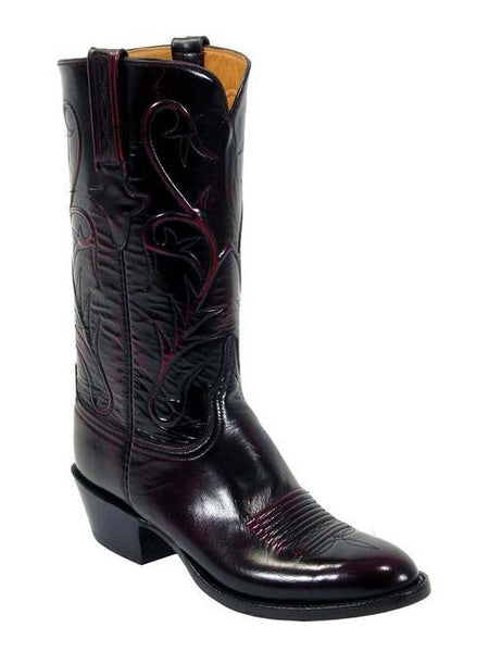 Lucchese L1514.63 Mens Classic Goat Skin Boots Black Cherry side / front view. If you need any assistance with this item or the purchase of this item please call us at five six one seven four eight eight eight zero one Monday through Saturday 10:00a.m EST to 8:00 p.m EST