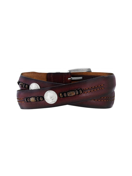 Brighton M40465 Zambia Bead & Coin Belt Brown back view