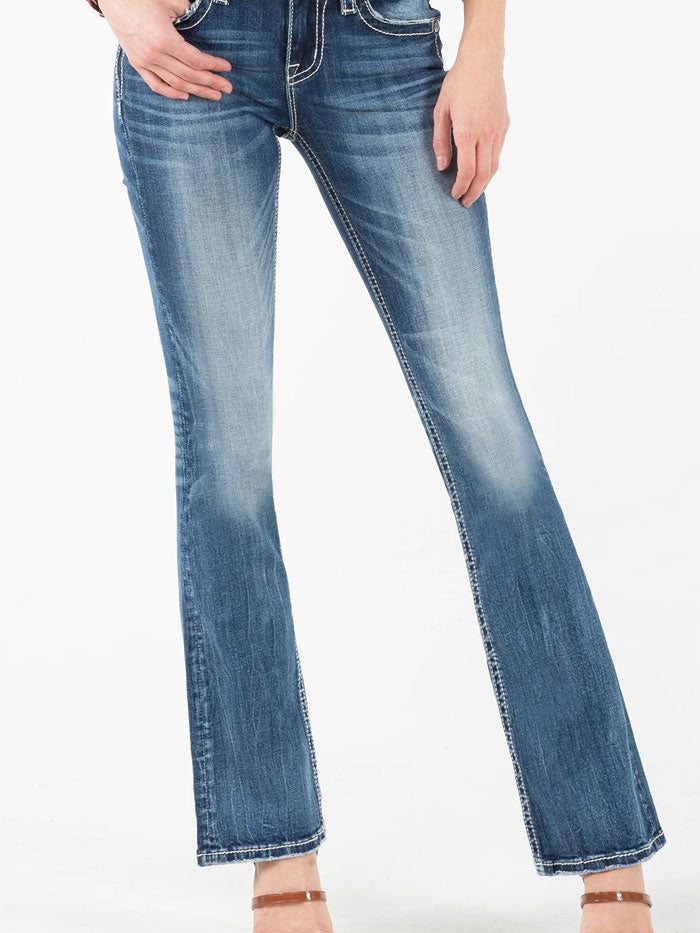Miss Me M5082B111 Women's Sparkle Life Bootcut Jeans Medium Blue pocket