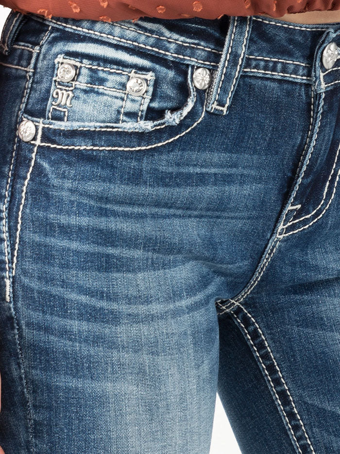 Miss Me M5082B111 Women's Sparkle Life Bootcut Jeans Medium Blue pocket