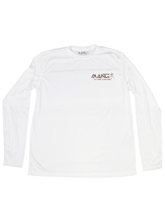 MANG MP1148LS Mens Grouper Moon Long Sleeve Performance Tee White back view. If you need any assistance with this item or the purchase of this item please call us at five six one seven four eight eight eight zero one Monday through Saturday 10:00a.m EST to 8:00 p.m EST