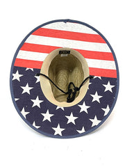 Dorfman Pacific MS401OS-NAT Lifeguard American Flag Straw Hat Natural inside