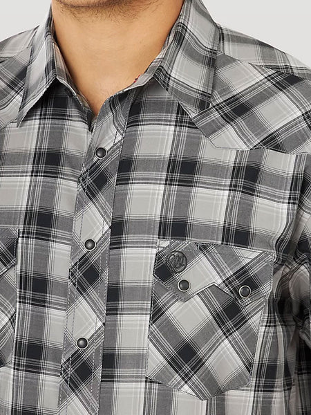 Wrangler MV4027X Mens Retro Long Sleeve Sawtooth Snap Pocket Western Shirt Black Multi POCKET