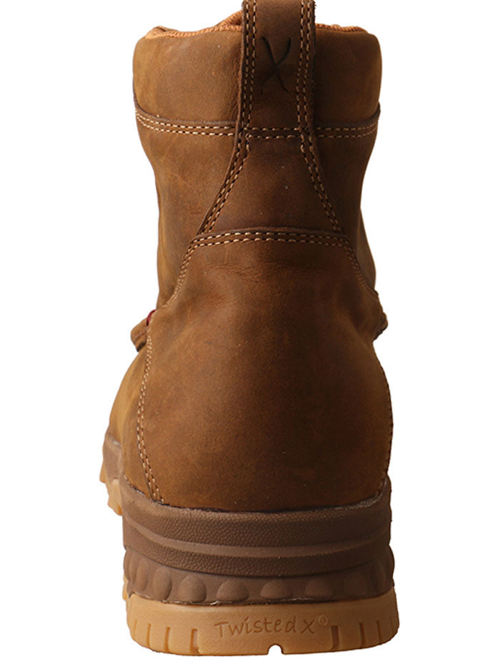 Twisted X MXCC001 Mens  Work 6″ Comp Toe Boot with CellStretch Brown front, side and back view. If you need any assistance with this item or the purchase of this item please call us at five six one seven four eight eight eight zero one Monday through Saturday 10:00a.m EST to 8:00 p.m EST