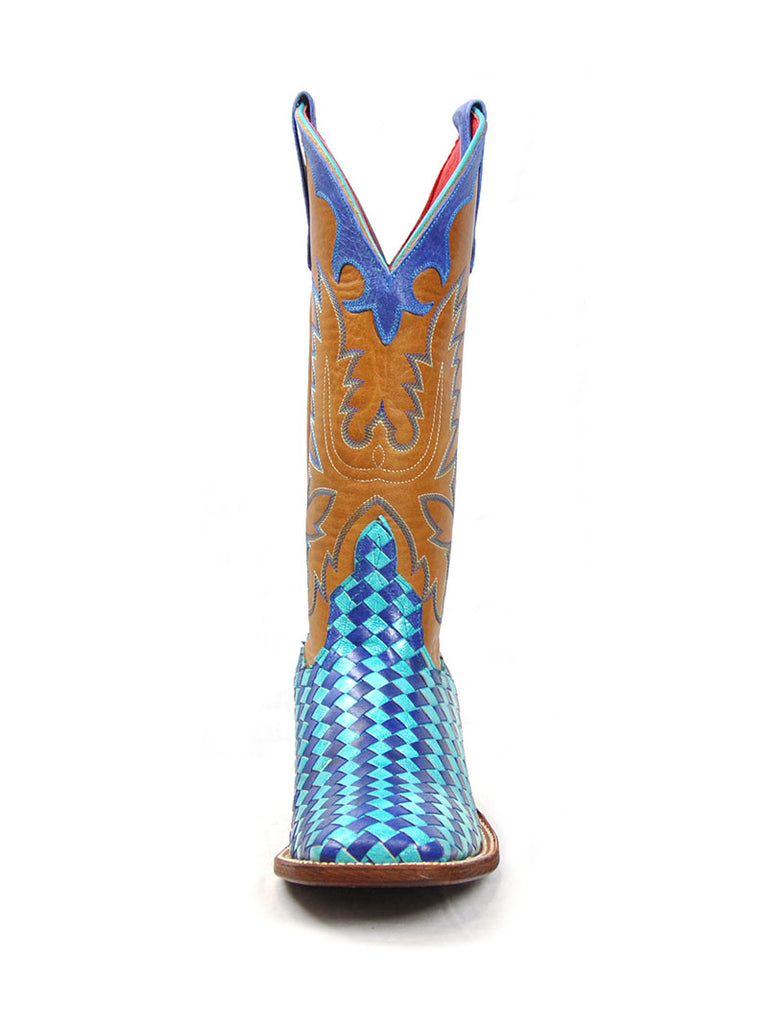 Macie Bean M9074 Womens Boot Unbeweavable Turquoise Blue inner side and front view. If you need any assistance with this item or the purchase of this item please call us at five six one seven four eight eight eight zero one Monday through Saturday 10:00a.m EST to 8:00 p.m EST