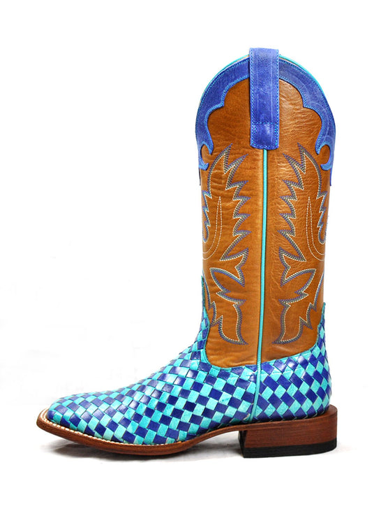 Macie Bean M9074 Womens Boot Unbeweavable Turquoise Blue outter side view. If you need any assistance with this item or the purchase of this item please call us at five six one seven four eight eight eight zero one Monday through Saturday 10:00a.m EST to 8:00 p.m EST