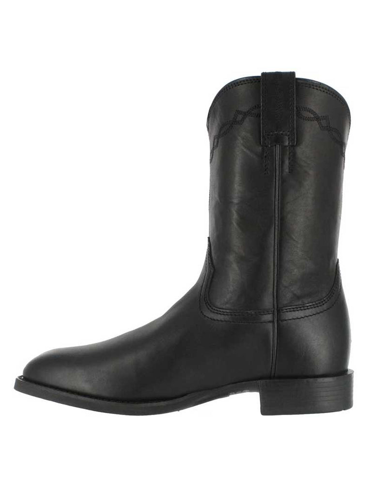 Ariat 10002280 Mens Heritage Roper Boot Black side / front view  If you need any assistance with this item or the purchase of this item please call us at five six one seven four eight eight eight zero one Monday through Satuday 10:00 a.m. EST to 8:00 p.m. EST