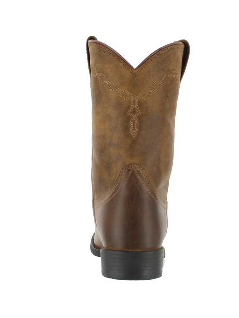 Ariat 10002284 Mens Heritage Roper Western Boot Distressed Brown front and side view  If you need any assistance with this item or the purchase of this item please call us at five six one seven four eight eight eight zero one Monday through Satuday 10:00 a.m. EST to 8:00 p.m. EST