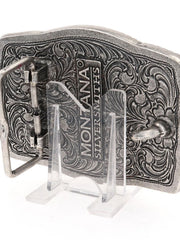 Montana Silversmiths A590P Classic Painted Waving American Flag Attitude Buckle Silver back view. If you need any assistance with this item or the purchase of this item please call us at five six one seven four eight eight eight zero one Monday through Saturday 10:00a.m EST to 8:00 p.m EST