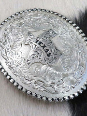 Montana Silversmiths 6189SV-610TX (D) Texas State Western Belt Buckle Antiqued Silver close up. If you need any assistance with this item or the purchase of this item please call us at five six one seven four eight eight eight zero one Monday through Saturday 10:00a.m EST to 8:00 p.m EST