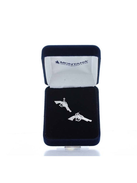 Montana Silversmiths ER61242 Cowgirl Pistols Rhinestone Handle Drop Earrings Silver view in box. If you need any assistance with this item or the purchase of this item please call us at five six one seven four eight eight eight zero one Monday through Saturday 10:00a.m EST to 8:00 p.m EST