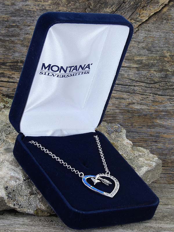 Montana Silversmiths NC3949 Follow Your Heart Arrow Necklace front view silver. If you need any assistance with this item or the purchase of this item please call us at five six one seven four eight eight eight zero one Monday through Saturday 10:00a.m EST to 8:00 p.m EST