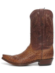Lucchese N1062.54 Mens Pin Ostrich Cowboy Boots Barnwood Burnished side view. If you need any assistance with this item or the purchase of this item please call us at five six one seven four eight eight eight zero one Monday through Saturday 10:00a.m EST to 8:00 p.m EST