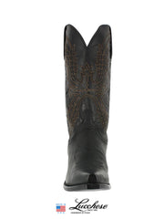 Lucchese N1560.54 Mens Crayton Mad Dog Goat Boots Black Burnished front view. If you need any assistance with this item or the purchase of this item please call us at five six one seven four eight eight eight zero one Monday through Saturday 10:00a.m EST to 8:00 p.m EST