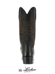 Lucchese N1560.54 Mens Crayton Mad Dog Goat Boots Black Burnished back view. If you need any assistance with this item or the purchase of this item please call us at five six one seven four eight eight eight zero one Monday through Saturday 10:00a.m EST to 8:00 p.m EST