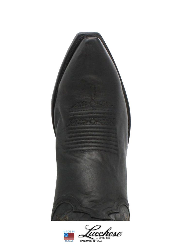 Lucchese N1560.54 Mens Crayton Mad Dog Goat Boots Black Burnished side / front view. If you need any assistance with this item or the purchase of this item please call us at five six one seven four eight eight eight zero one Monday through Saturday 10:00a.m EST to 8:00 p.m EST