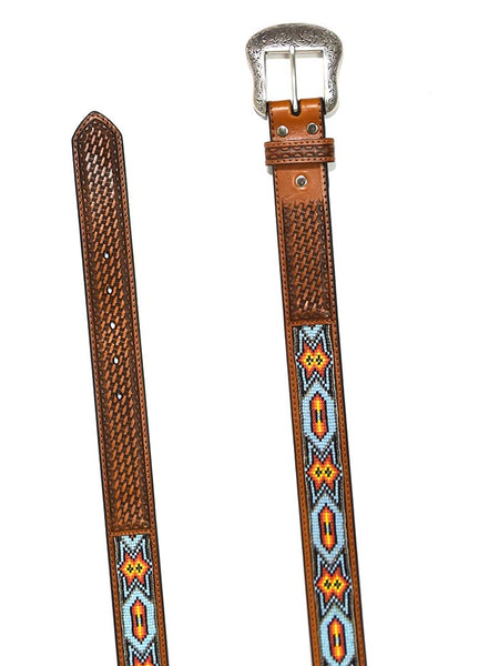 Nocona N2412808 Mens Embossed Beaded Inlay Western Belt Tan. If you need any assistance with this item or the purchase of this item please call us at five six one seven four eight eight eight zero one Monday through Saturday 10:00a.m EST to 8:00 p.m EST