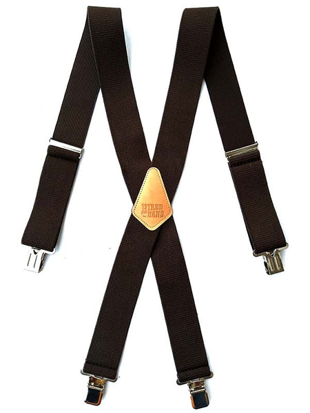 Hired Hand Mens 48" Elastic Fabric Western Suspenders full back view. If you need any assistance with this item or the purchase of this item please call us at five six one seven four eight eight eight zero one Monday through Saturday 10:00a.m EST to 8:00 p.m EST