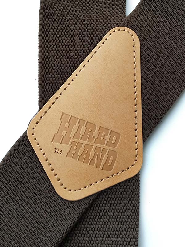 Hired Hand Mens 48" Elastic Fabric Western Suspenders in multiple colors. If you need any assistance with this item or the purchase of this item please call us at five six one seven four eight eight eight zero one Monday through Saturday 10:00a.m EST to 8:00 p.m EST