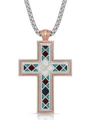 Montana Silversmiths NC4818 American Legends Mosaic Cross Necklace front. If you need any assistance with this item or the purchase of this item please call us at five six one seven four eight eight eight zero one Monday through Saturday 10:00a.m EST to 8:00 p.m EST