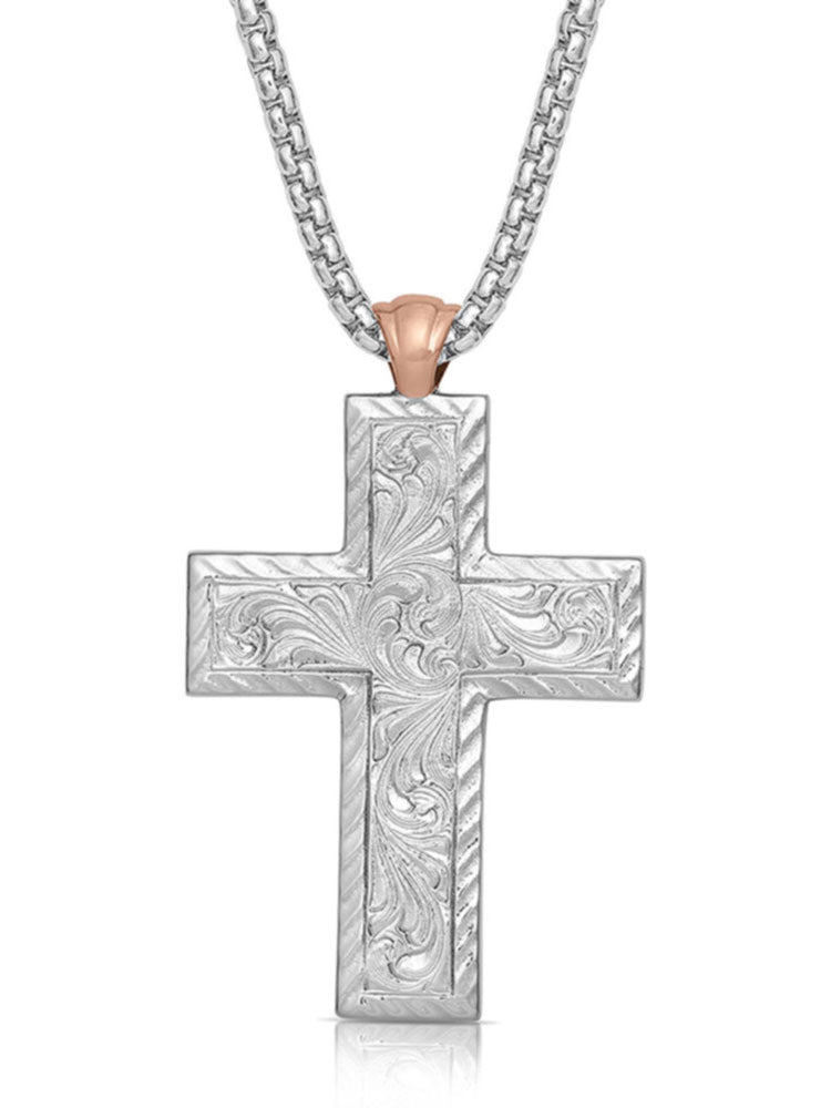 Montana Silversmiths NC4818 American Legends Mosaic Cross Necklace front. If you need any assistance with this item or the purchase of this item please call us at five six one seven four eight eight eight zero one Monday through Saturday 10:00a.m EST to 8:00 p.m EST