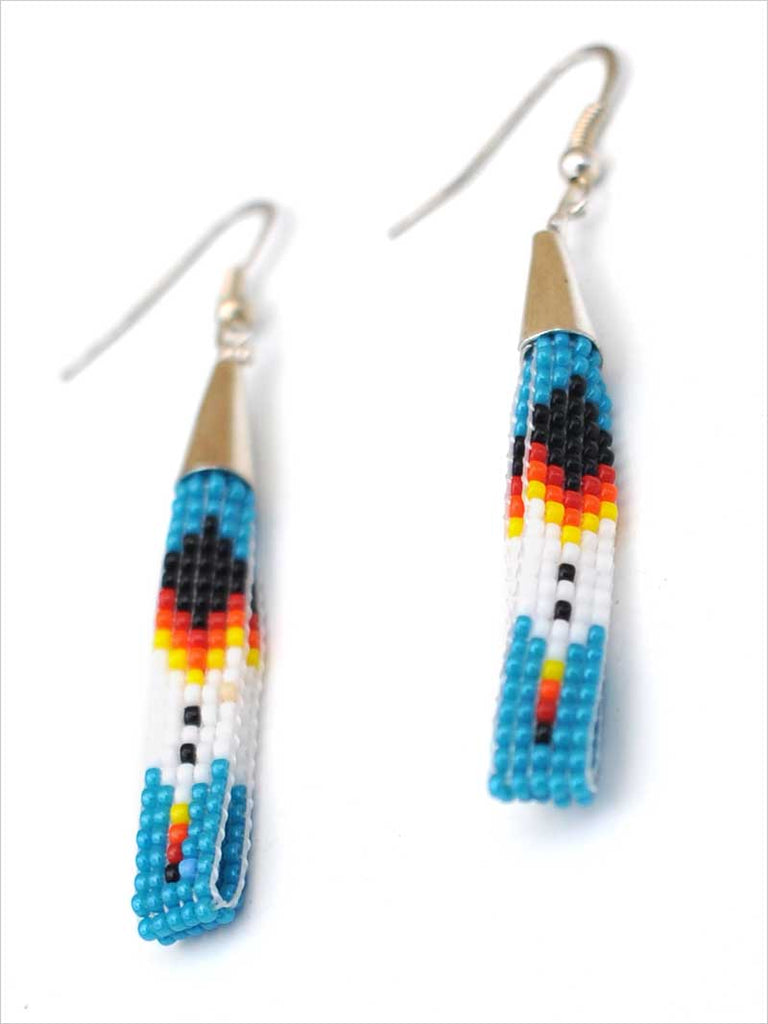Navajo Silver Beaded Earrings - NativeIndianMade.com