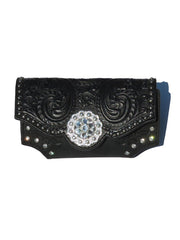 Nocona Western Black Leather Crystal Stud Phone Holder 0686601