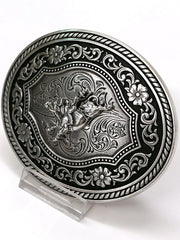 Nocona 37710 Oval Rope Edge Scroll Bull Rider Motif Buckle