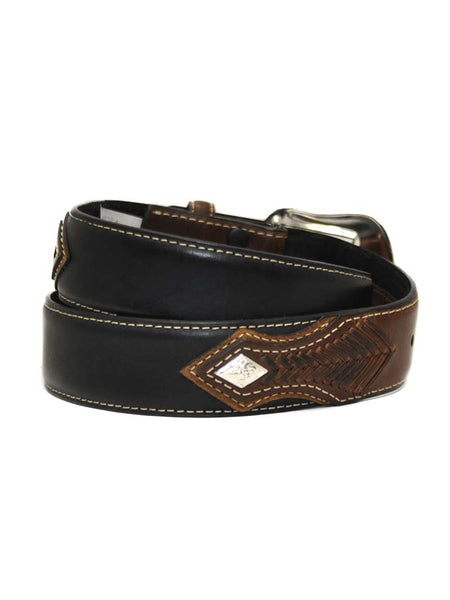 CTM® Men's Big & Tall Leather Western Belt with Removable Buckle - 46 /  Black