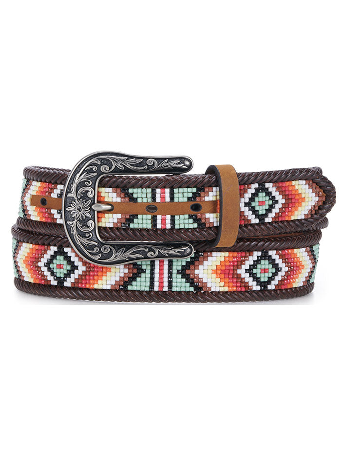 Nocona N320002508 Womens Southwestern Diamond Beading Side Lacing Belt Tan front view. If you need any assistance with this item or the purchase of this item please call us at five six one seven four eight eight eight zero one Monday through Saturday 10:00a.m EST to 8:00 p.m EST