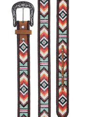 Nocona N320002508 Womens Southwestern Diamond Beading Side Lacing Belt Tan top view. If you need any assistance with this item or the purchase of this item please call us at five six one seven four eight eight eight zero one Monday through Saturday 10:00a.m EST to 8:00 p.m EST