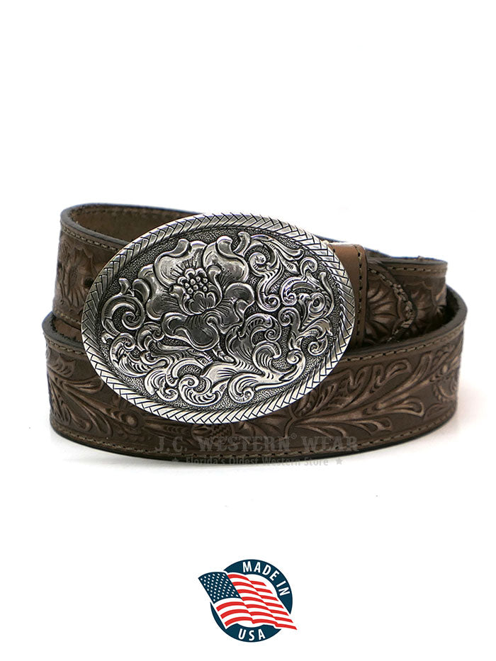 Nocona N3300002 Womens Belle Forche Floral Embossed Western Belt Made in USA