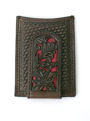 Nocona N5426504 Mens Red Floral Inlay Magnet Western Money Clip Front