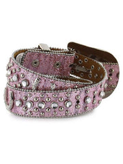 Nocona N4411030 Kids Glitter Horseshoe Concho & Rhinestones Belt Pink back view. If you need any assistance with this item or the purchase of this item please call us at five six one seven four eight eight eight zero one Monday through Saturday 10:00a.m EST to 8:00 p.m EST
