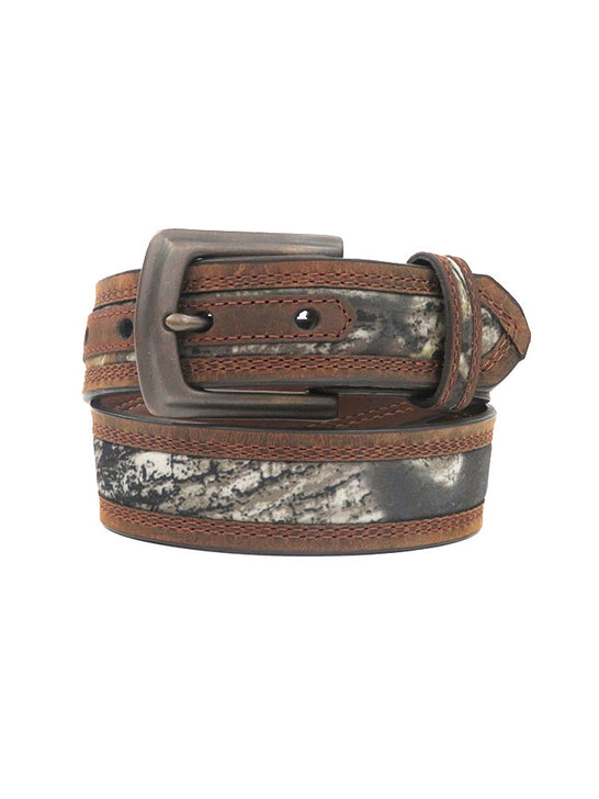 Nocona N44192222 Kids Mossy Oak Camo Leather Belt Brown front view. If you need any assistance with this item or the purchase of this item please call us at five six one seven four eight eight eight zero one Monday through Saturday 10:00a.m EST to 8:00 p.m EST