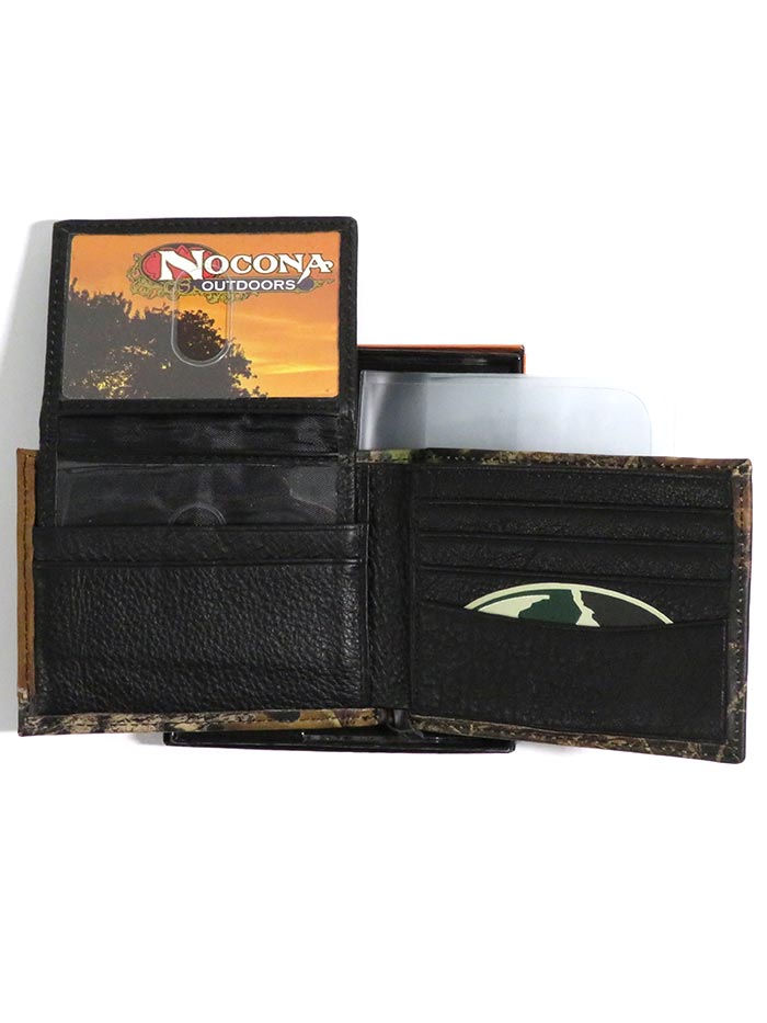 Nocona N54442222 Mens Gauge Concho Outdoor Bifold Flip Wallet Camo front view. If you need any assistance with this item or the purchase of this item please call us at five six one seven four eight eight eight zero one Monday through Saturday 10:00a.m EST to 8:00 p.m EST