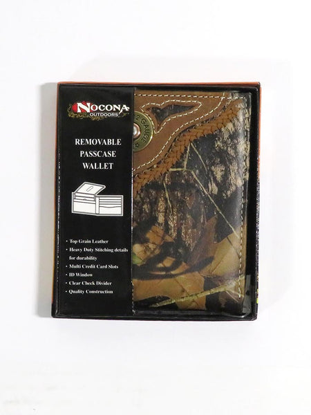 Nocona Mens Concho Camo Outdoor Bi-fold Flip Wallet N54442222 in box 701340276390