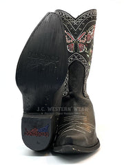 Old Gringo YL472-1 Womens Juliet Floral Embroidery Western Boots Black sole view. If you need any assistance with this item or the purchase of this item please call us at five six one seven four eight eight eight zero one Monday through Saturday 10:00a.m EST to 8:00 p.m EST