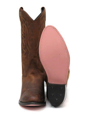 Old West OW2011 Mens Narrow Round Toe Western Boots Brown Sole Old West Boots sole and front view. If you need any assistance with this item or the purchase of this item please call us at five six one seven four eight eight eight zero one Monday through Saturday 10:00a.m EST to 8:00 p.m EST