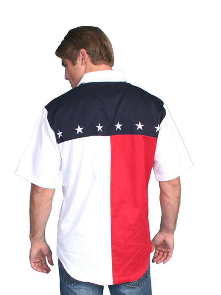 Scully P-756SS Mens Short Sleeve American Flag Shirt White – J.C. Western®  Wear