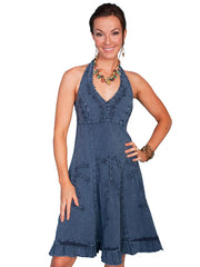 Scully PSL-053 Womens Knee Length Tie Back Halter Dress Dark Blue Front. If you need any assistance with this item or the purchase of this item please call us at five six one seven four eight eight eight zero one Monday through Saturday 10:00a.m EST to 8:00 p.m EST