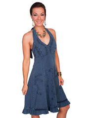 Scully PSL-053 Womens Knee Length Tie Back Halter Dress Dark Blue Side. If you need any assistance with this item or the purchase of this item please call us at five six one seven four eight eight eight zero one Monday through Saturday 10:00a.m EST to 8:00 p.m EST