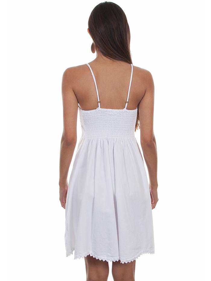 Scully PSL-239 Womens Crochet Spagetti Strap Dress White front view on model.  If you need any assistance with this item or the purchase of this item please call us at five six one seven four eight eight eight zero one Monday through Saturday 10:00a.m EST to 8:00 p.m EST