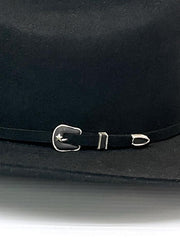 Resistol RFCTLM-7540-07 CITY LIMITS George Strait Collection Felt Hat Black close up. If you need any assistance with this item or the purchase of this item please call us at five six one seven four eight eight eight zero one Monday through Saturday 10:00a.m EST to 8:00 p.m EST
