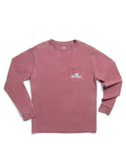 Beach and Barn ROOSTER-LS-MAR Surfing Rooster Long Sleeve Pocket Tee Maroon front view. If you need any assistance with this item or the purchase of this item please call us at five six one seven four eight eight eight zero one Monday through Saturday 10:00a.m EST to 8:00 p.m EST