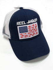 CSi Headwear Reel Angler US Flag Mesh Back Snap Cap 2-Tone Navy