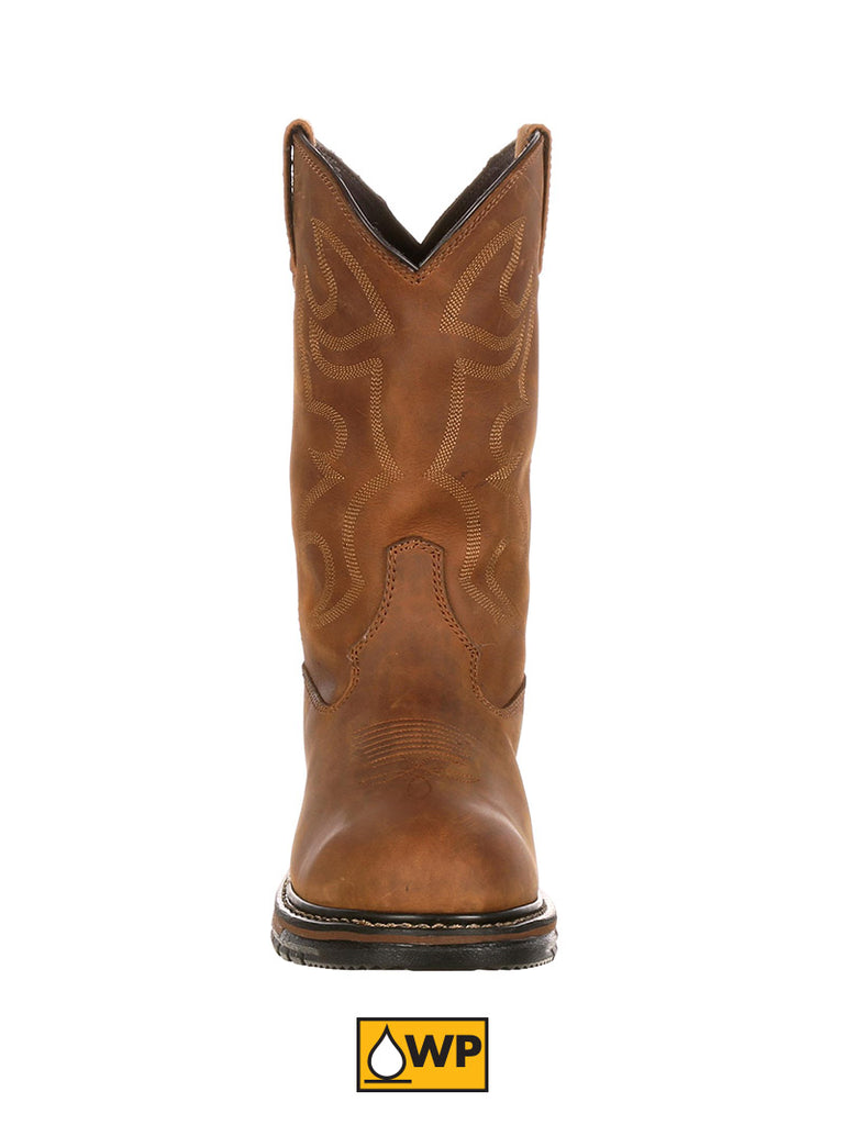 Rocky 2733 Mens Original Ride Branson Roper Waterproof Western Boots Aztec Crazy Horse side view. If you need any assistance with this item or the purchase of this item please call us at five six one seven four eight eight eight zero one Monday through Saturday 10:00a.m EST to 8:00 p.m EST